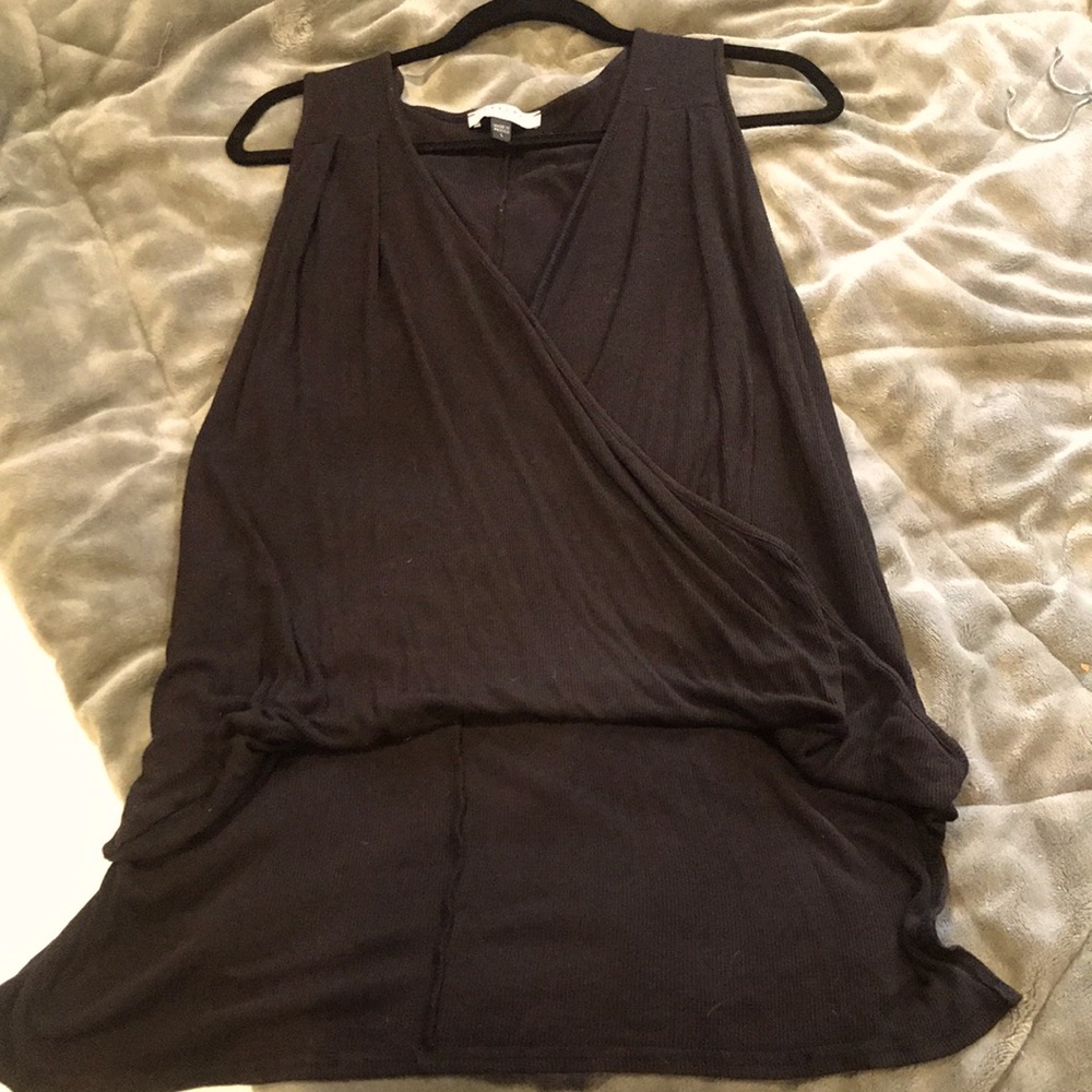 Dressy tank top with cross over front detail and longer back